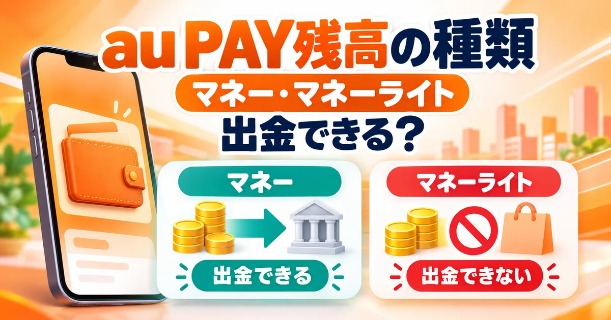 au PAY残高の種類と出金可否を解説する記事のアイキャッチ