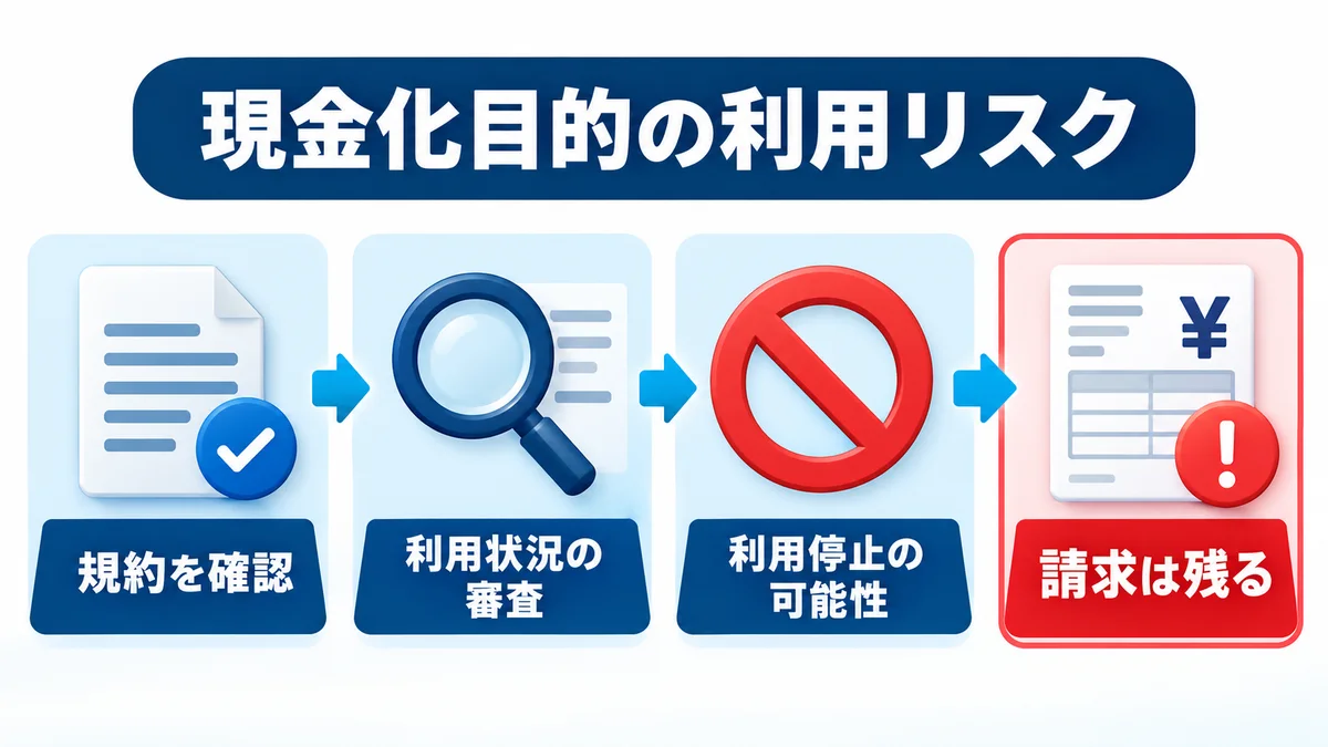 d払い現金化目的の利用から審査・利用停止・請求までのリスク