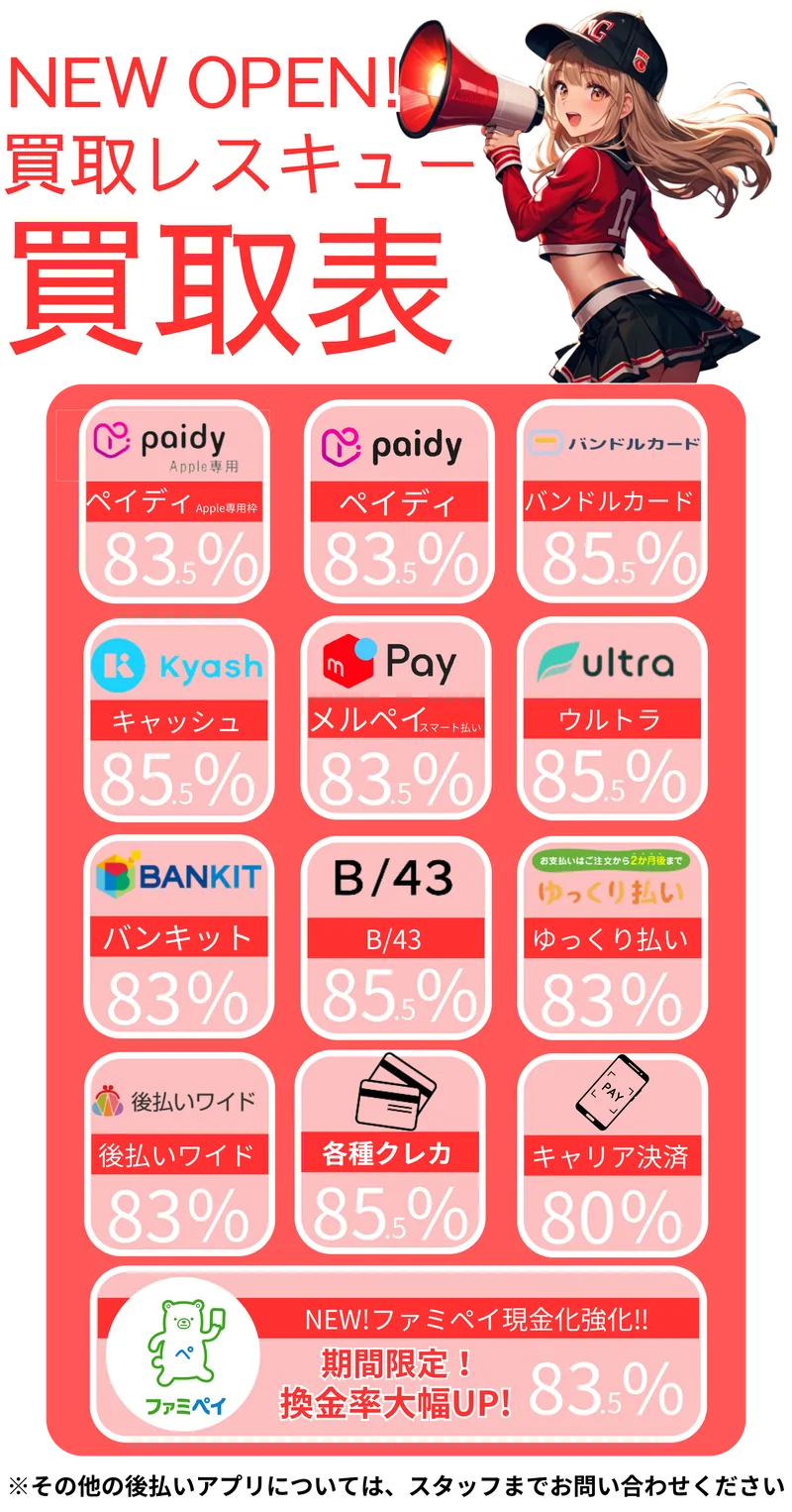 買取レスキュー 買取表